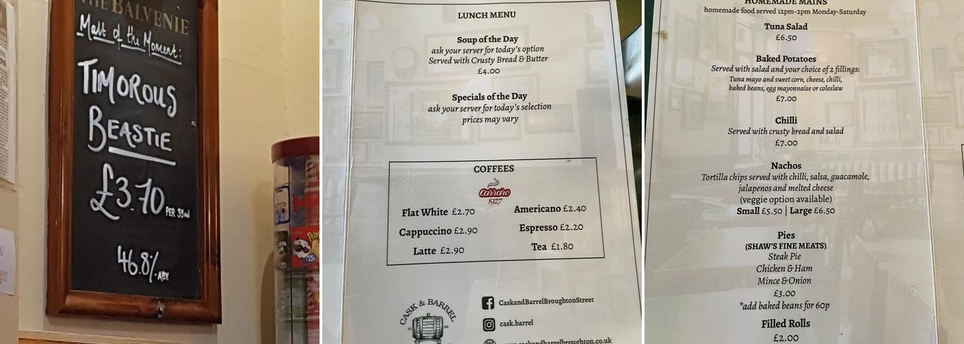 Cask & Barrel (Broughton Street) Menu