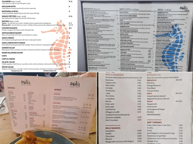 Miro's On The Prom Menu