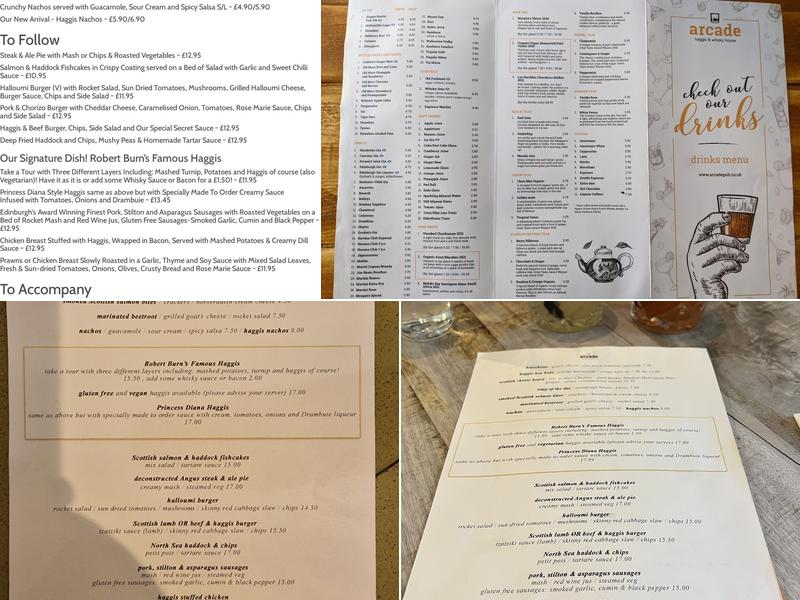 Arcade Bar Haggis & Whisky House Menu