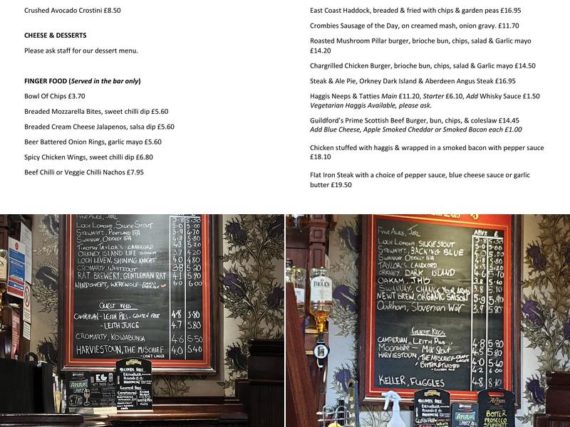 The Guildford Arms Menu