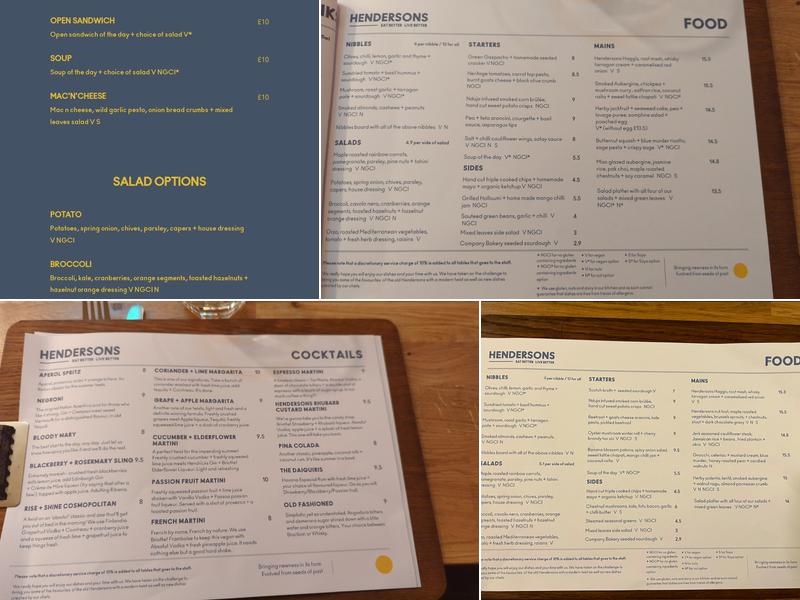 Hendersons Menu