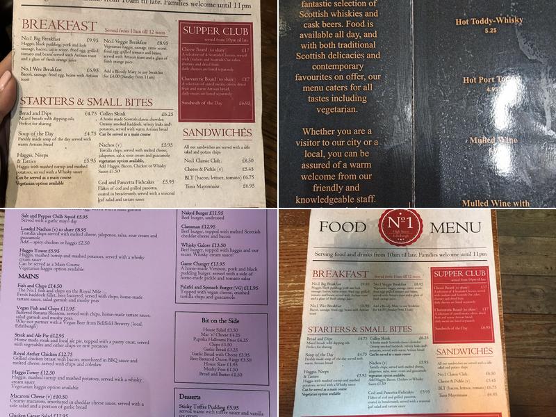 No. 1 High Street Menu