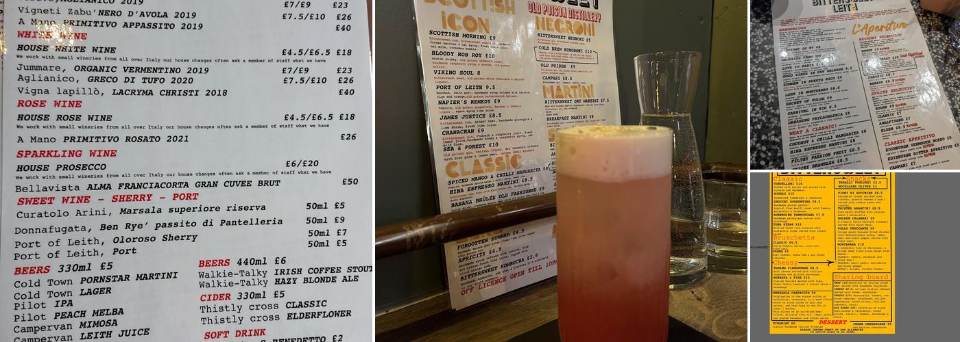 Bittersweet leith Menu