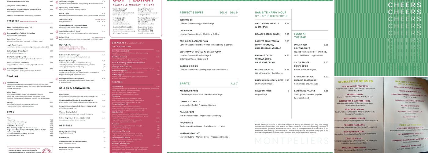 Montpeliers Menu