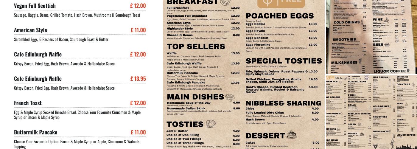 Cafe Edinburgh Menu