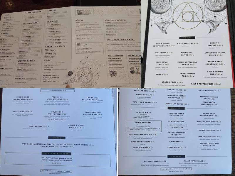 The Alchemist St James Quarter Menu
