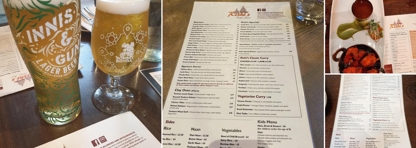 Rishi's Indian Aroma Menu