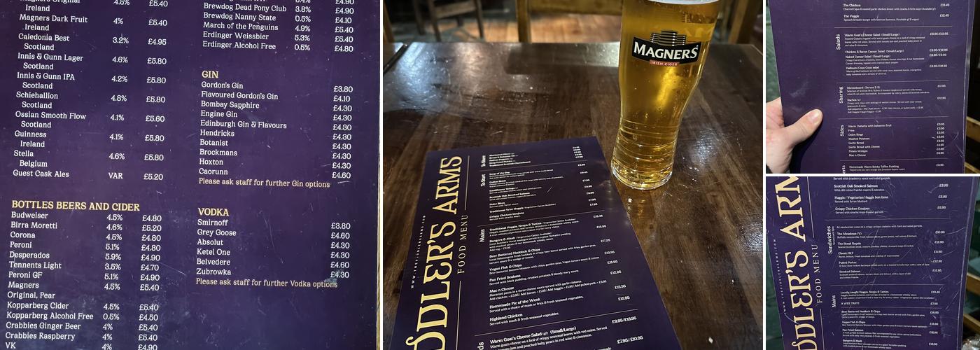 Fiddler's Arms Menu
