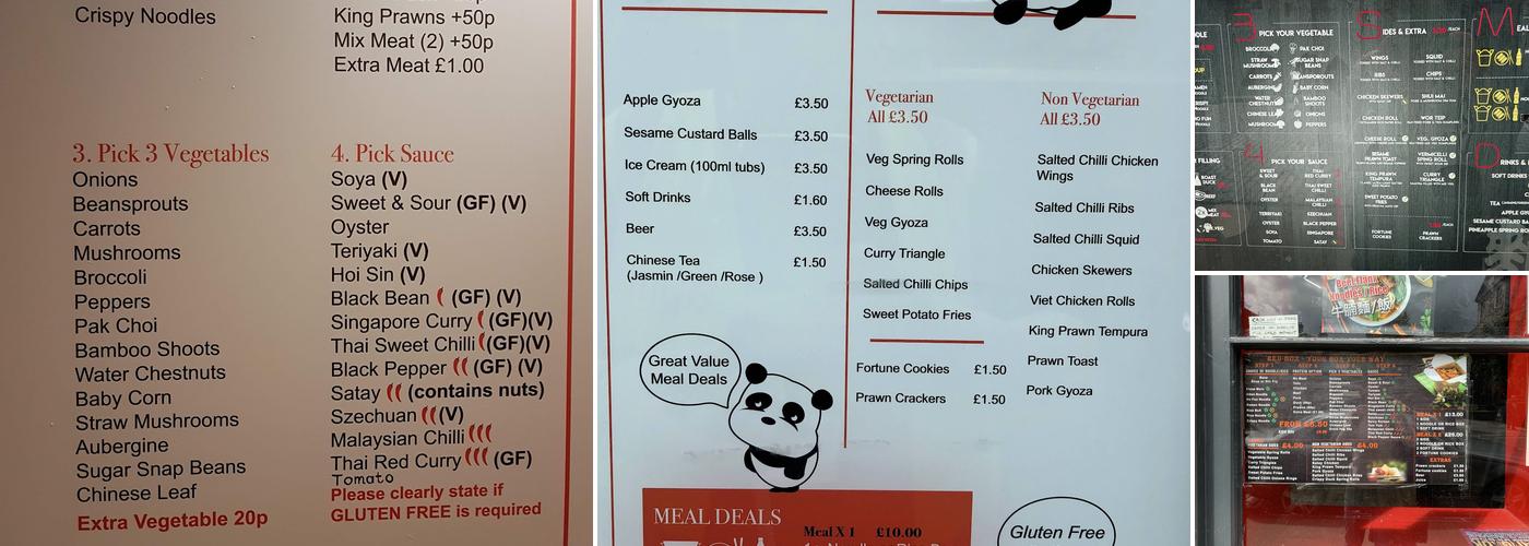 Red Box Noodle Bar Menu