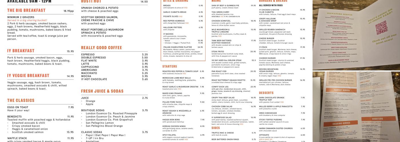 Indigo Yard Menu