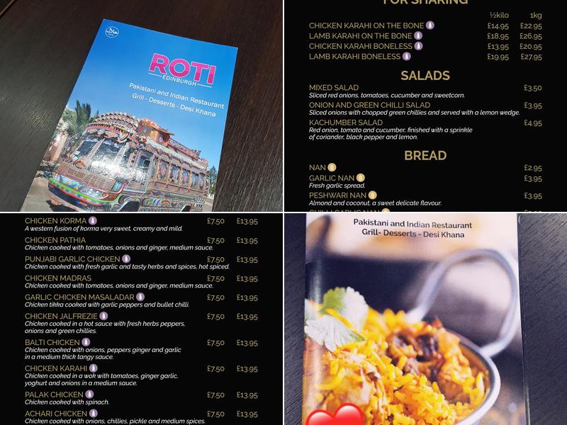 Roti Edinburgh Menu