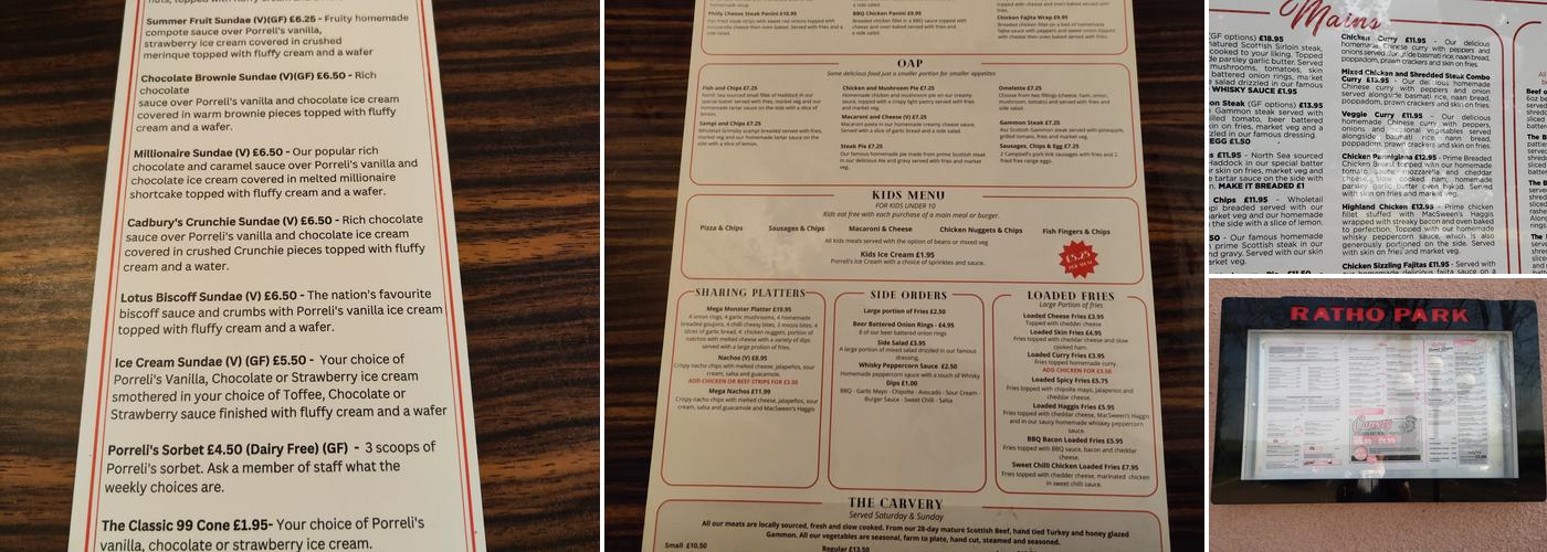 Ratho Park Menu