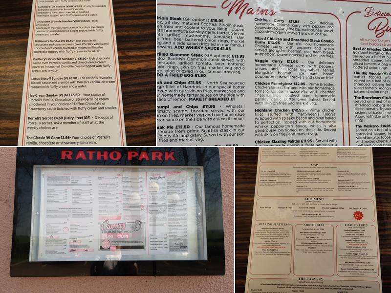 Ratho Park Menu