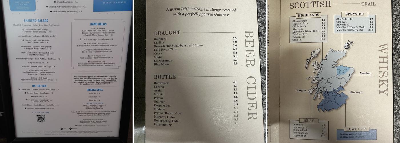 Kitty O'Shea's Edinburgh Menu