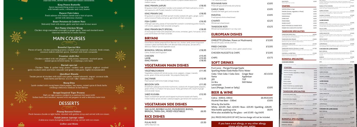 Bonoful Restaurant Menu