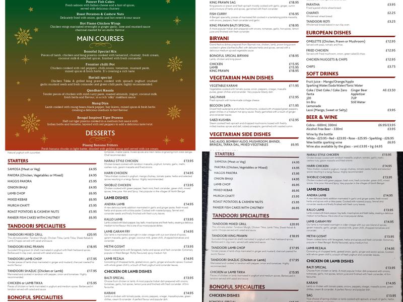Bonoful Restaurant Menu