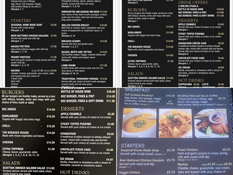 The Castle Arms Menu