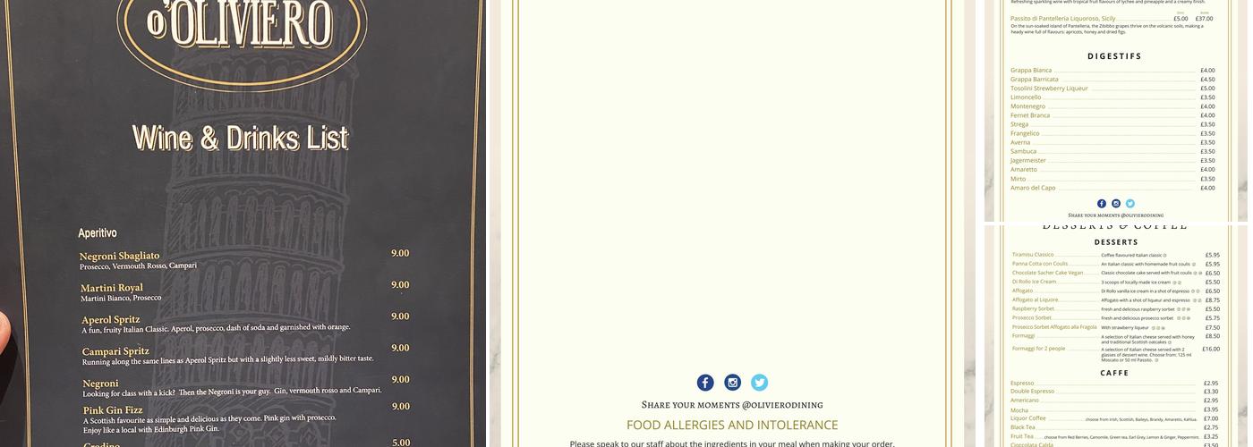 O'Oliviero Menu