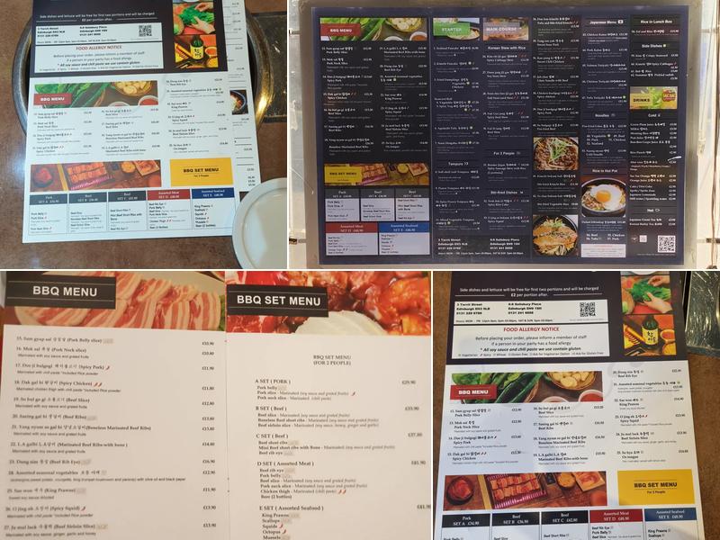 Korean BBQ Menu