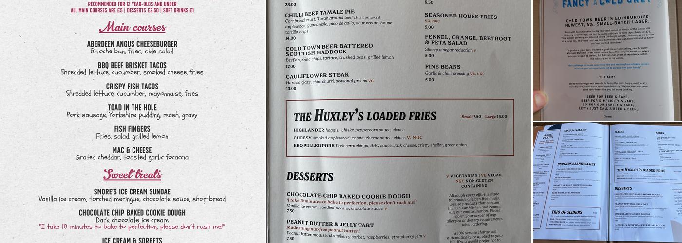 The Huxley Menu