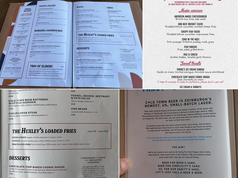 The Huxley Menu