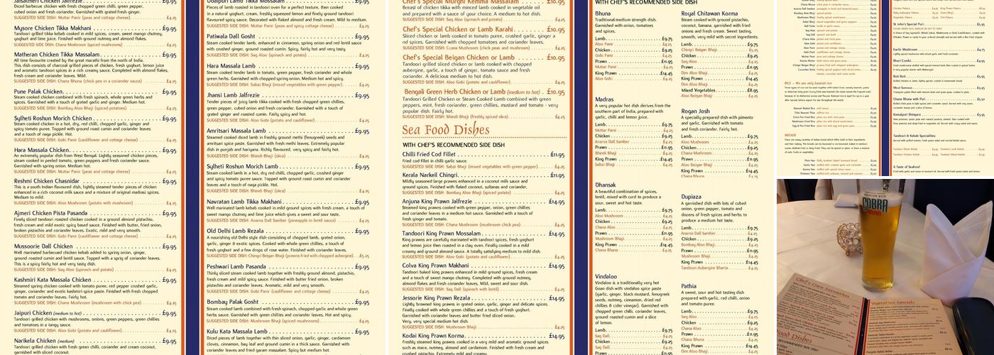 St Johns Curry Club Menu