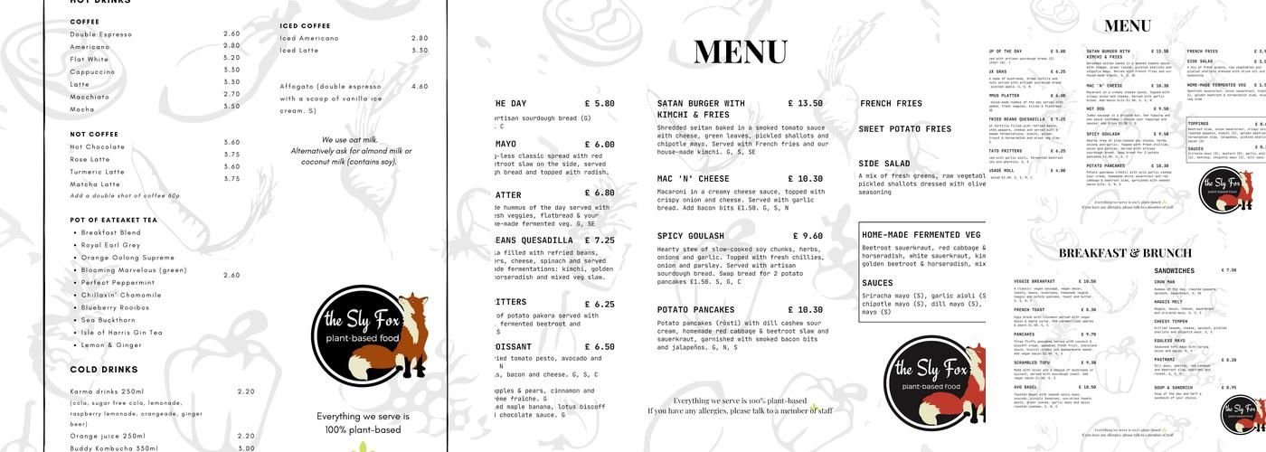 The Sly Fox Menu