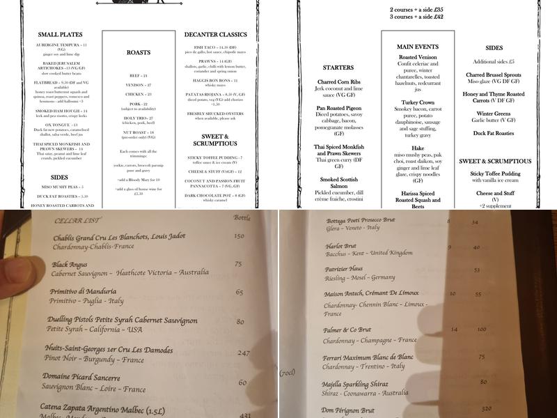 Decanter Winery and Dinery Menu