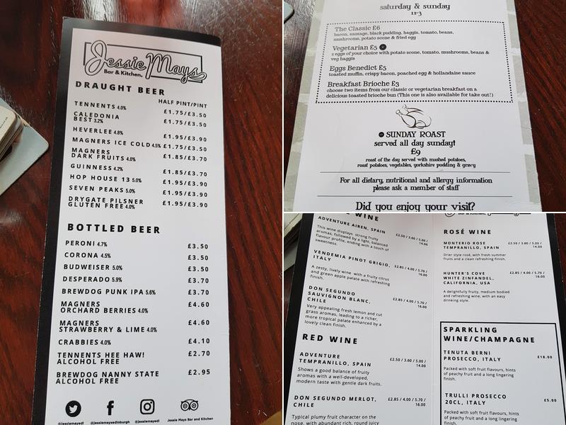 Jessie Mays Bar & Kitchen Menu