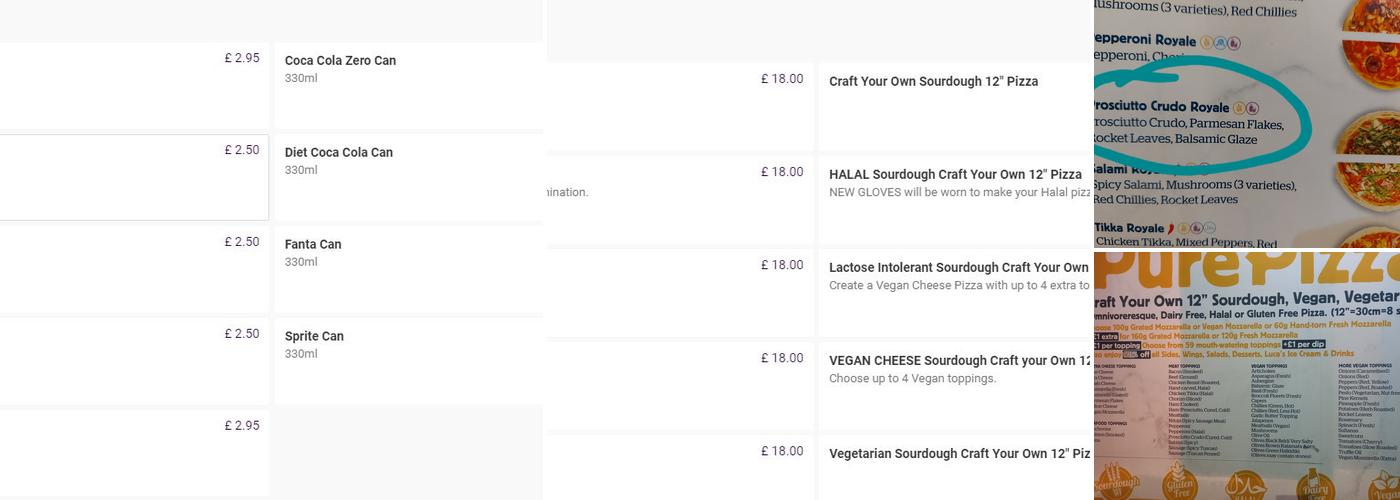 Pure Pizza Menu