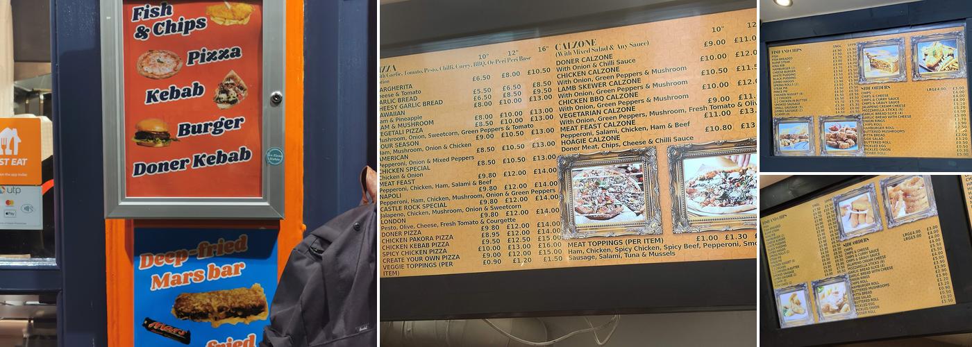 Castle Rock fish and chips Menu