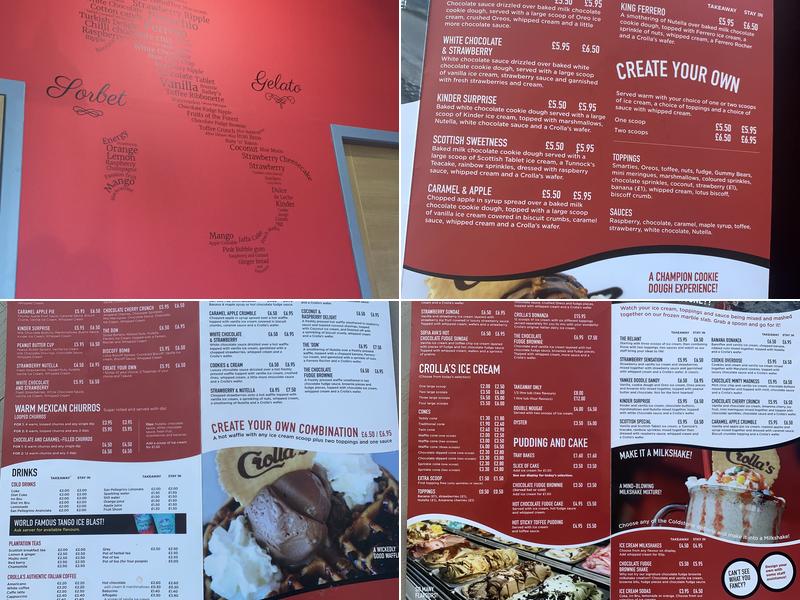 Crolla's Gelateria Leith Menu