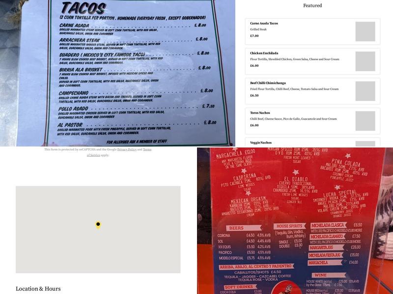 Taco Libre Menu