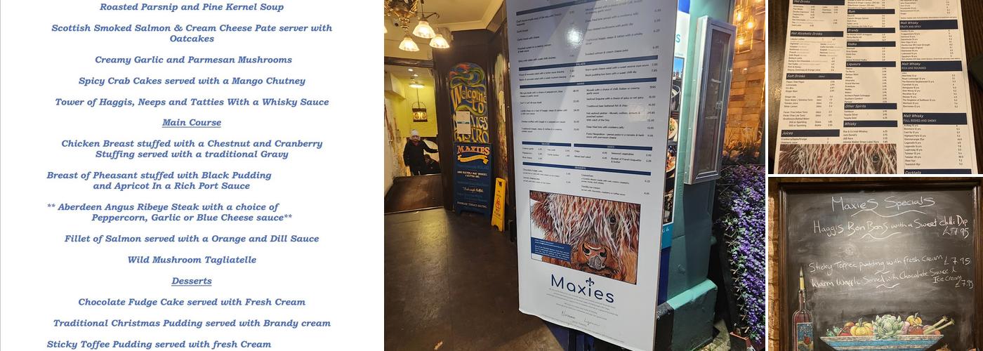 Maxies Bistro Menu