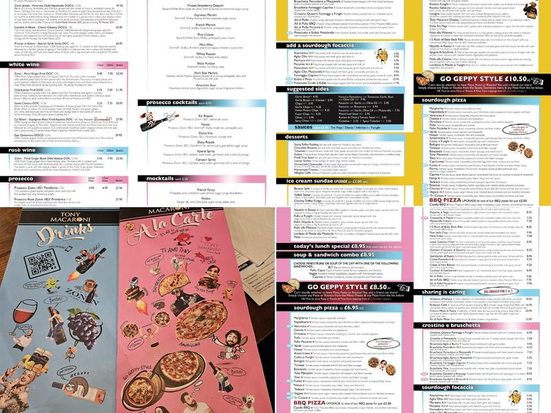 Tony Macaroni Menu