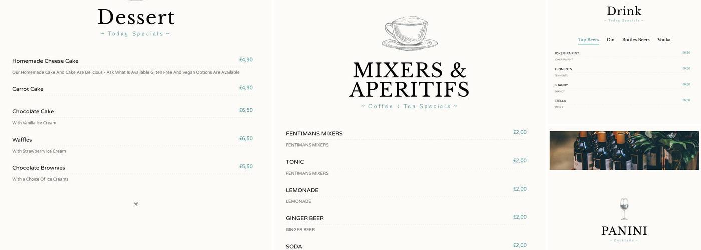 Portobello Beach Bistro Menu