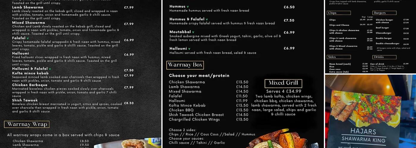 Hajar’s Shawarma King Menu