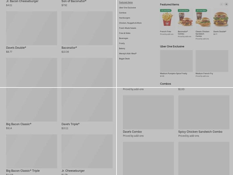 Wendy's Menu