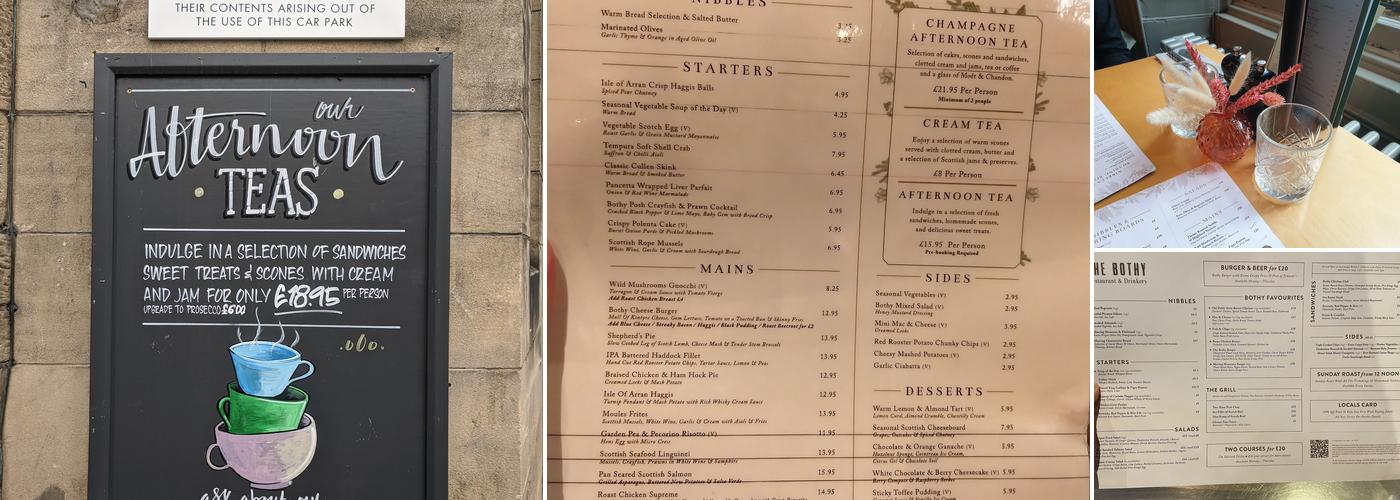 The Bothy Murrayfield Menu