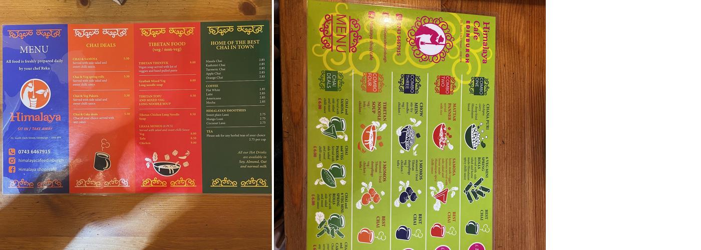 Himalaya Centre, Tibetan Cafe Menu