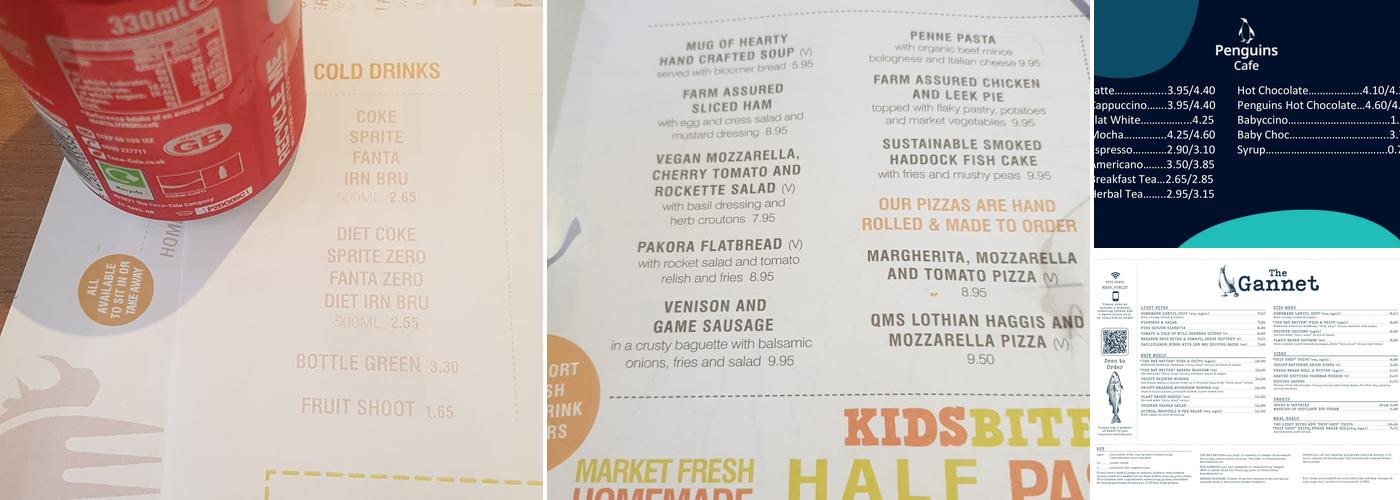 Grasslands Restaurant, Edinburgh Zoo Menu