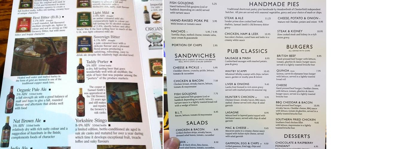 The Cramond Inn Menu