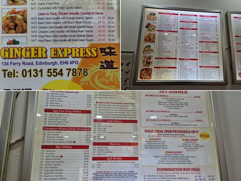 Ginger Express Menu