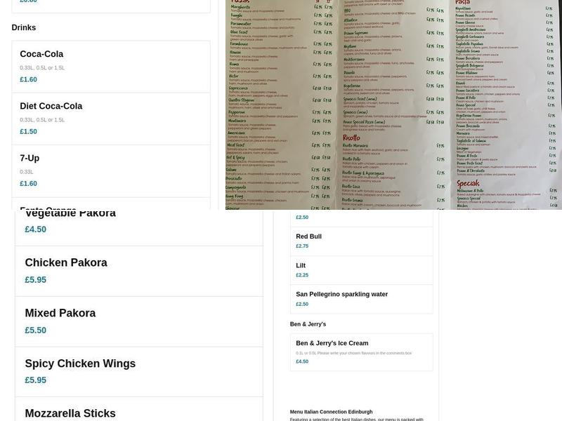 Italian Connection Menu