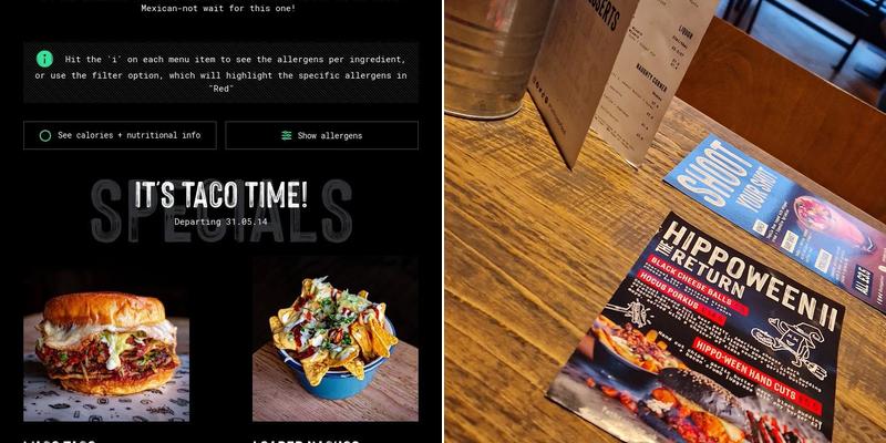 Fat Hippo [Concession] Edinburgh L7 Menu