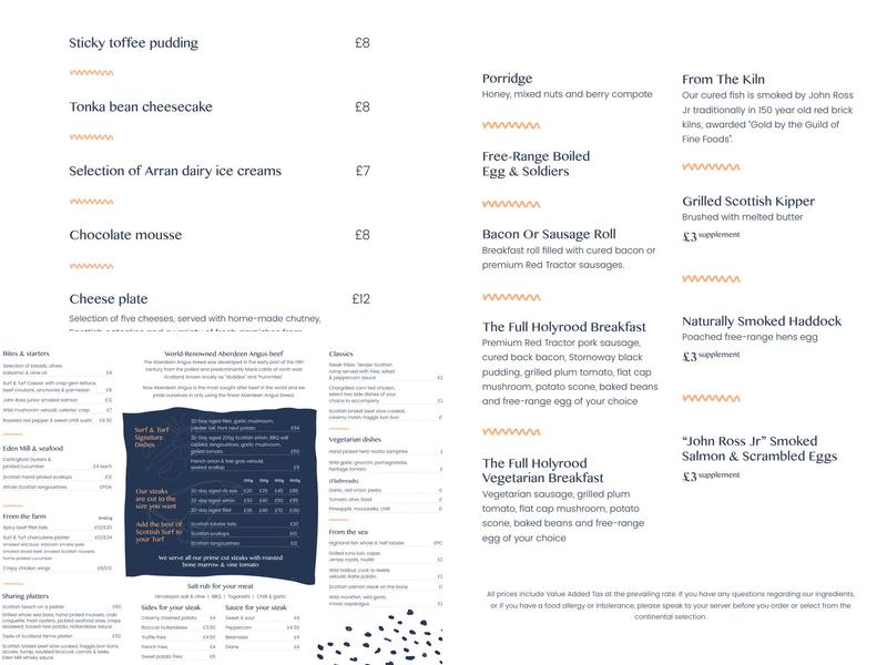 Surf & Turf at Holyrood Hotel Menu