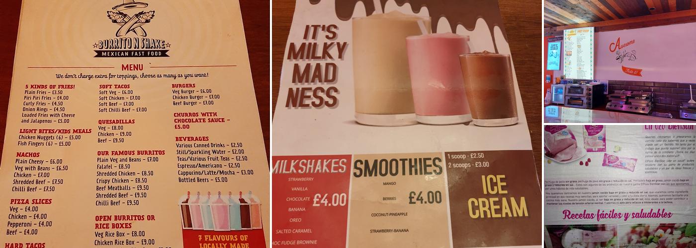 Burrito 'n' Shake Menu