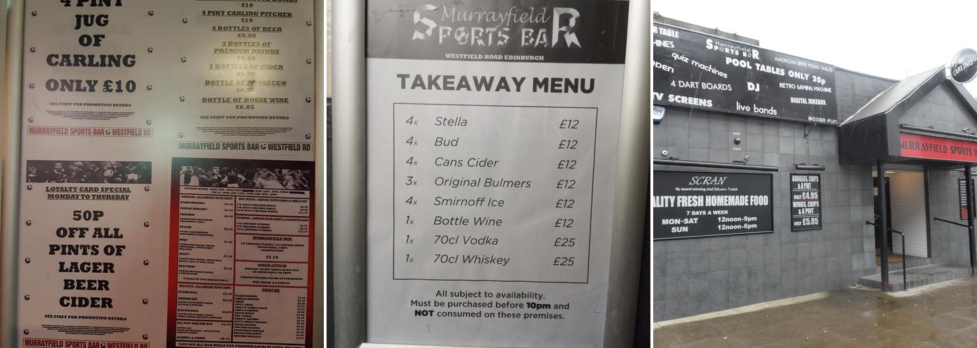 Murrayfield Sports Bar Menu