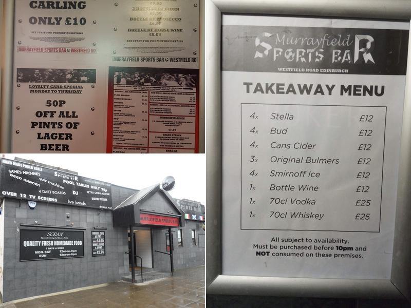 Murrayfield Sports Bar Menu