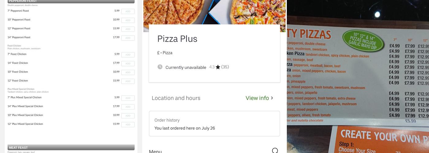 Pizza Plus Menu